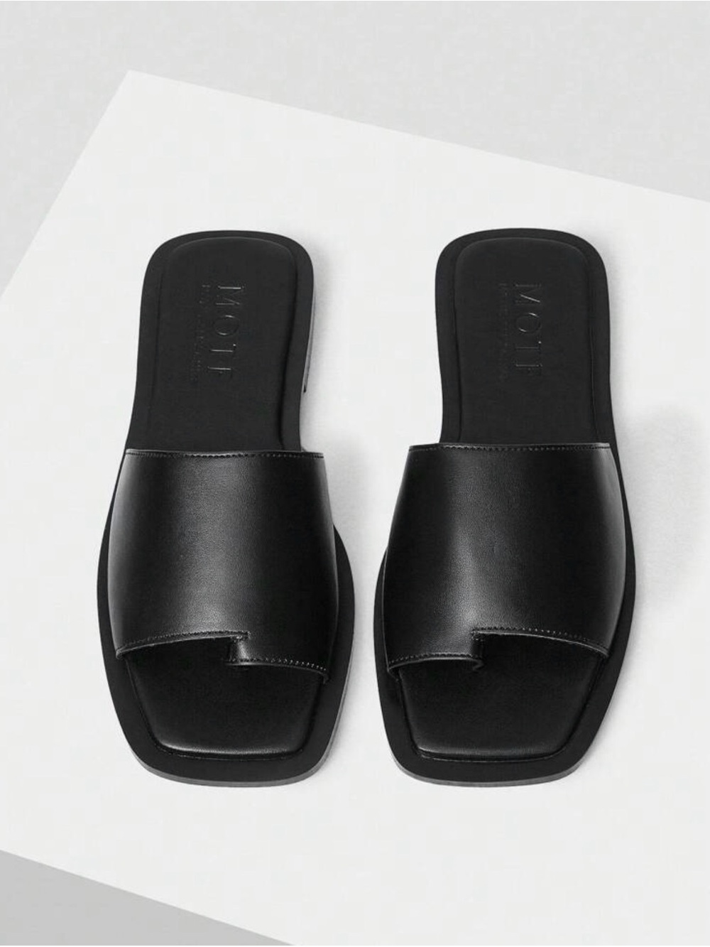 MOTF Black Minimal Slide Sandals for Women